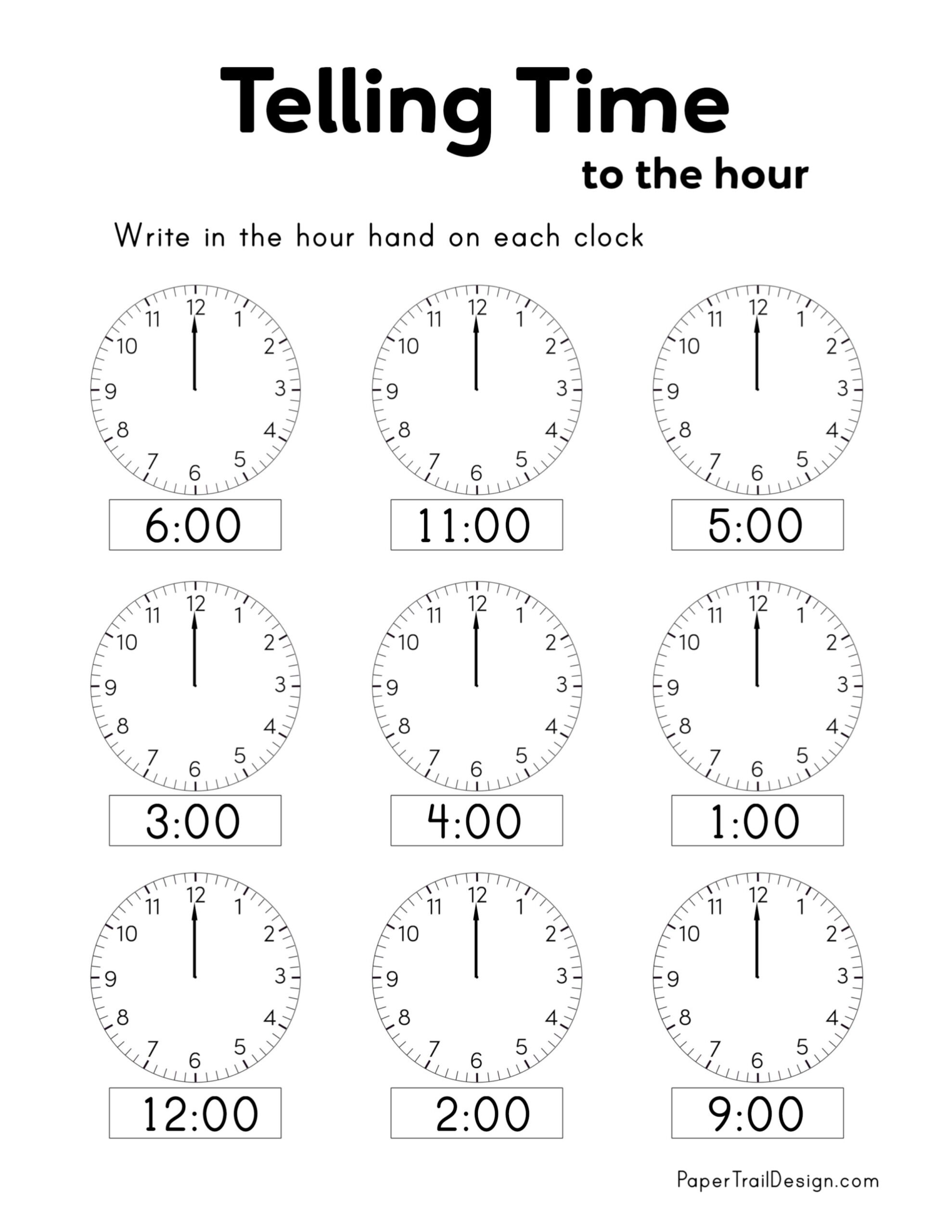 Free Printable Telling Time Worksheets Analog Clock Free Printables Lettering SVG Files Tools Apps