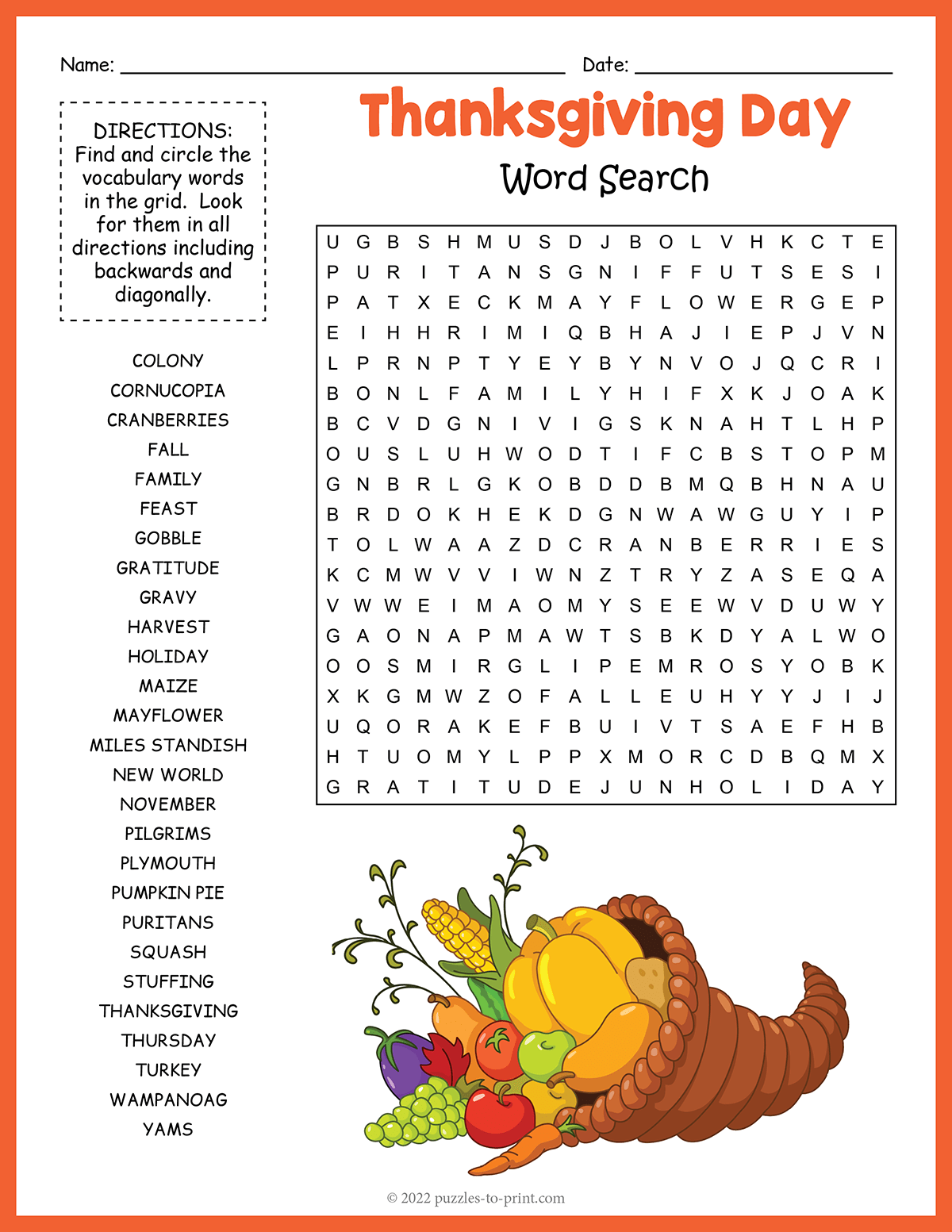 Free Printable Thanksgiving Word Search Page 4 Free Printable Word Search Worksheet Templates Canva