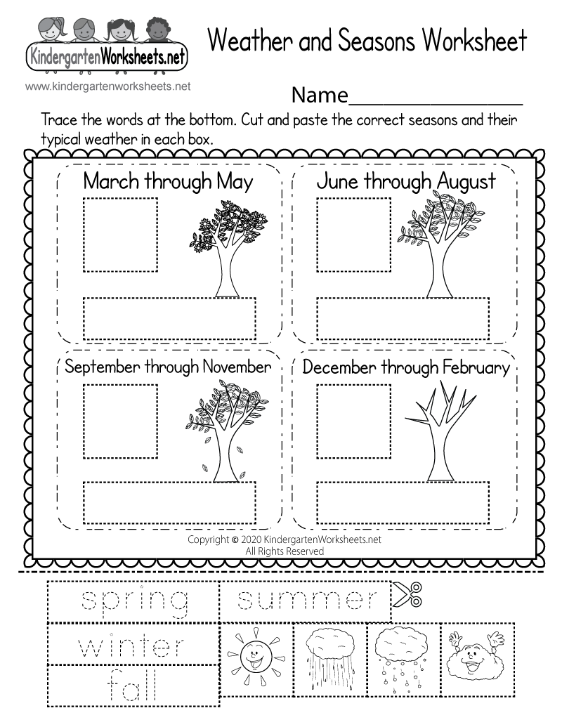 Free Preschool Match The Seasons Worksheet
