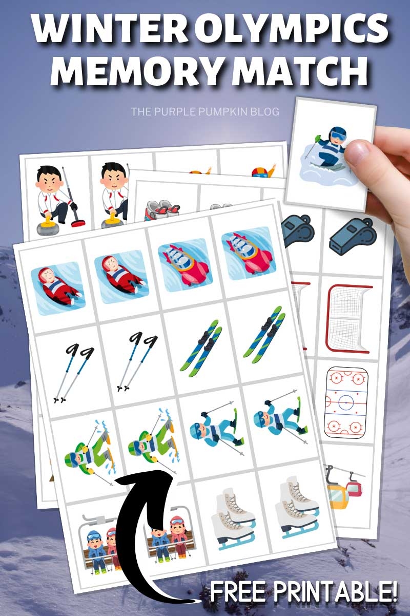 Free Printable Winter Olympics Memory Match Game Cards