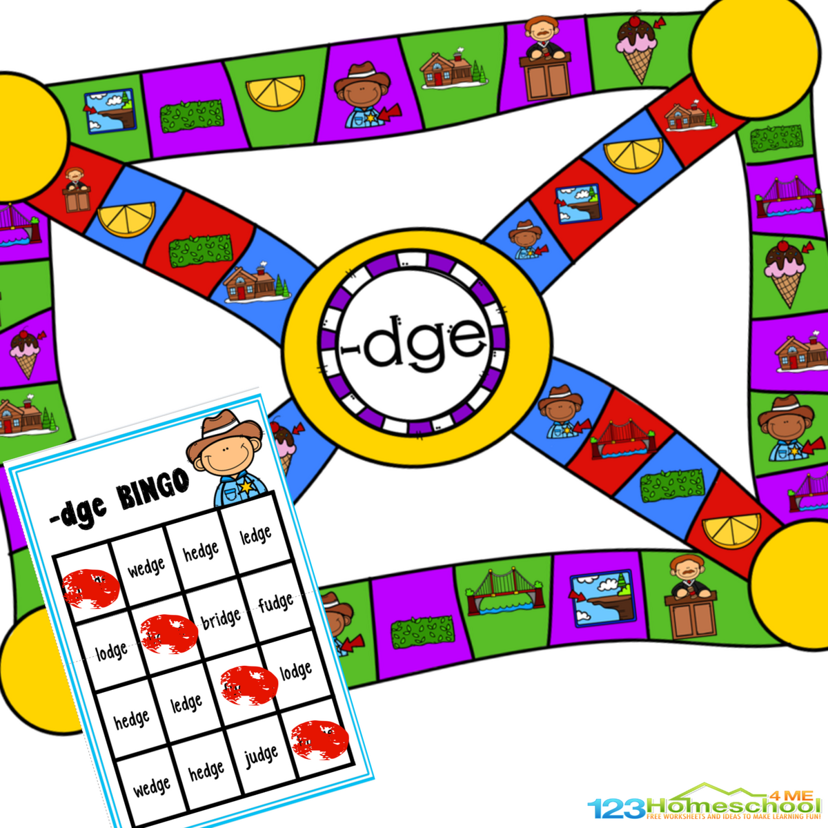 FREE Printable Words That End With Ge And Dge Phonics Game DGE Words Worksheets Made By Teachers