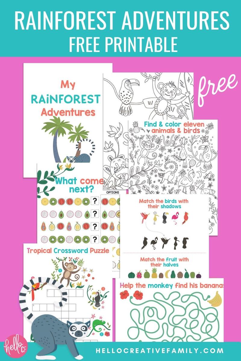 Free Rainforest Activity Sheets Printable Giveaway Free Rainforest Activity Sheets Printable Giveaway