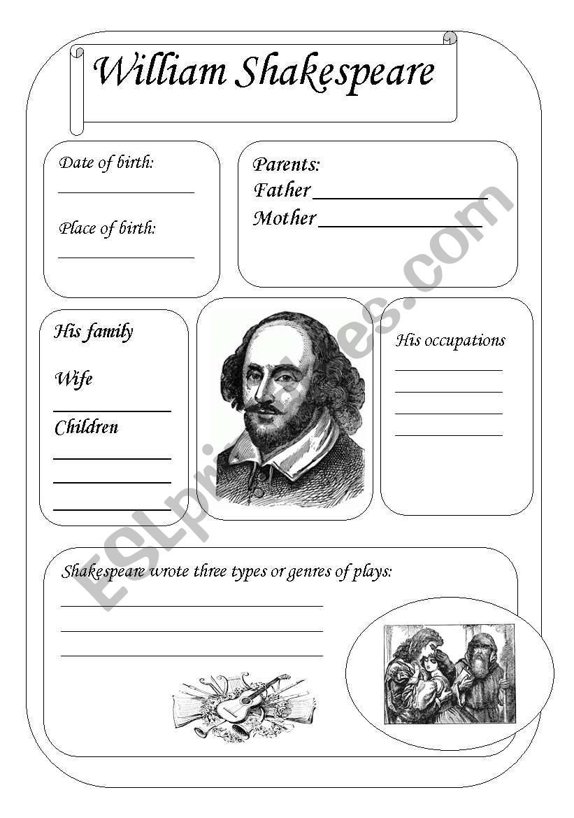Free Shakespeare Biography Worksheet Download Free Shakespeare Biography Worksheet Png Images Free Worksheets On Clipart Library William Shakespeare Exercise For A1 Worksheets Library