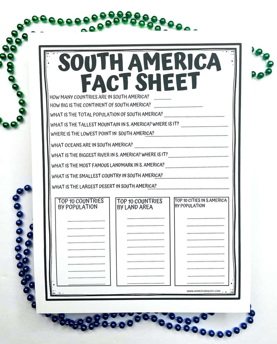 Free South America Worksheets For Kids Maps Flags Facts More