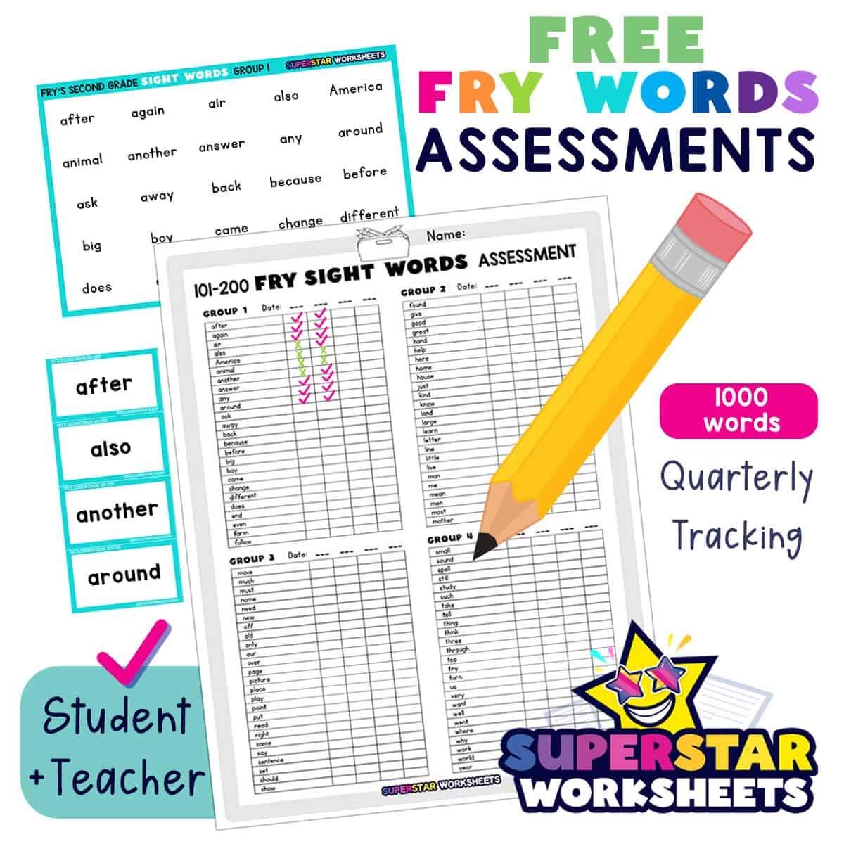 Fry Sight Word Assessment Superstar Worksheets