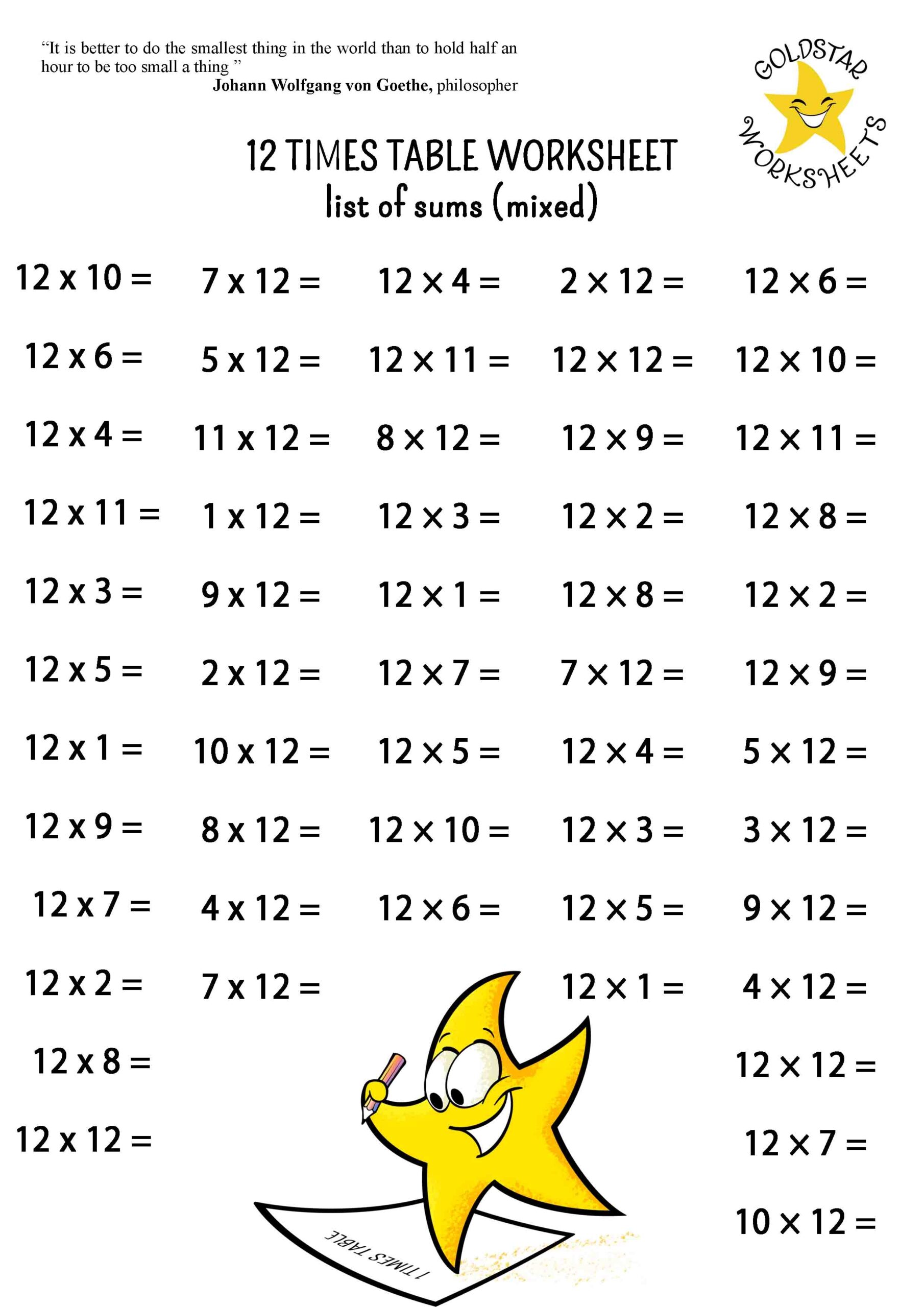 Fun And Free 12 Times Table Worksheets That S Kids Love 12 Times Table