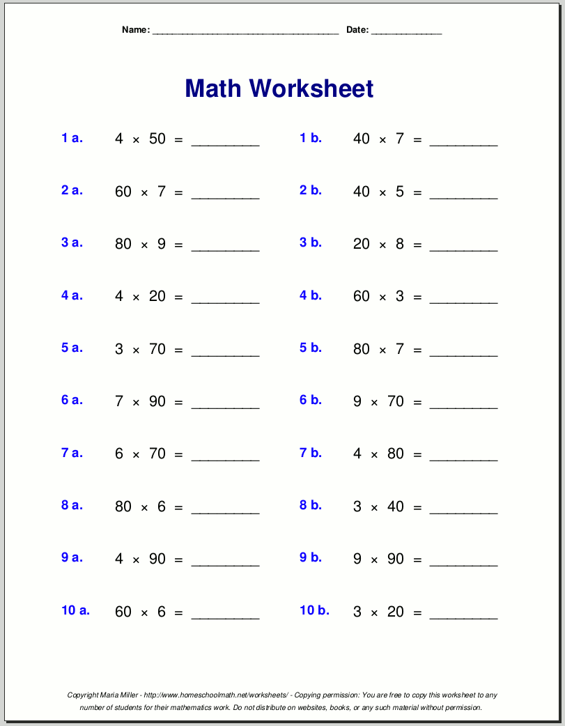 Grade 4 Multiplication Worksheets Math Multiplication Worksheets 4th Grade