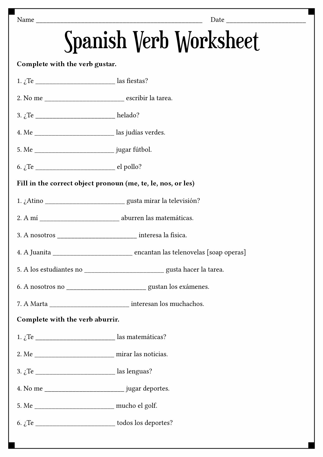 Gustar And Similar Verbs Worksheet Gustar Doler Importar Worksheets Library Gustar And Similar Verbs Worksheet Gustar Doler Importar Worksheets Library