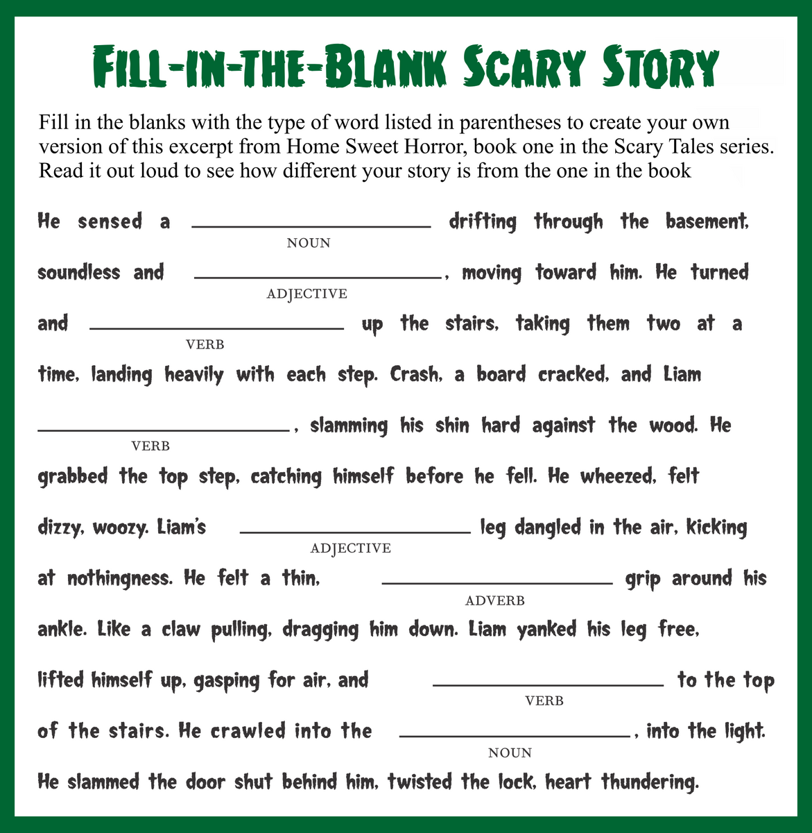 Halloween Fill In The Blank Stories 15 Free PDF Printables Printablee