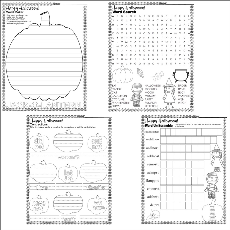 Halloween Spelling Word Search Activities Worksheets NO PREP October Made By Teachers