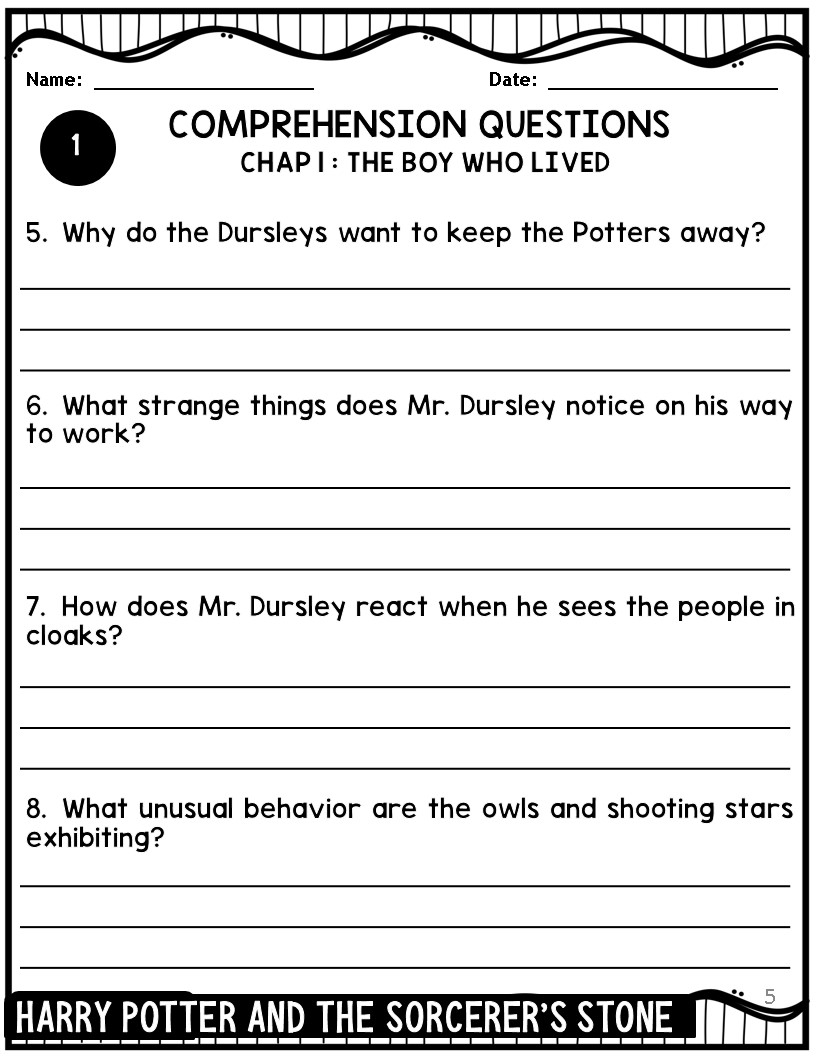 Harry Potter And The Sorcerer S Stone Novel Study Guide Made By Teachers