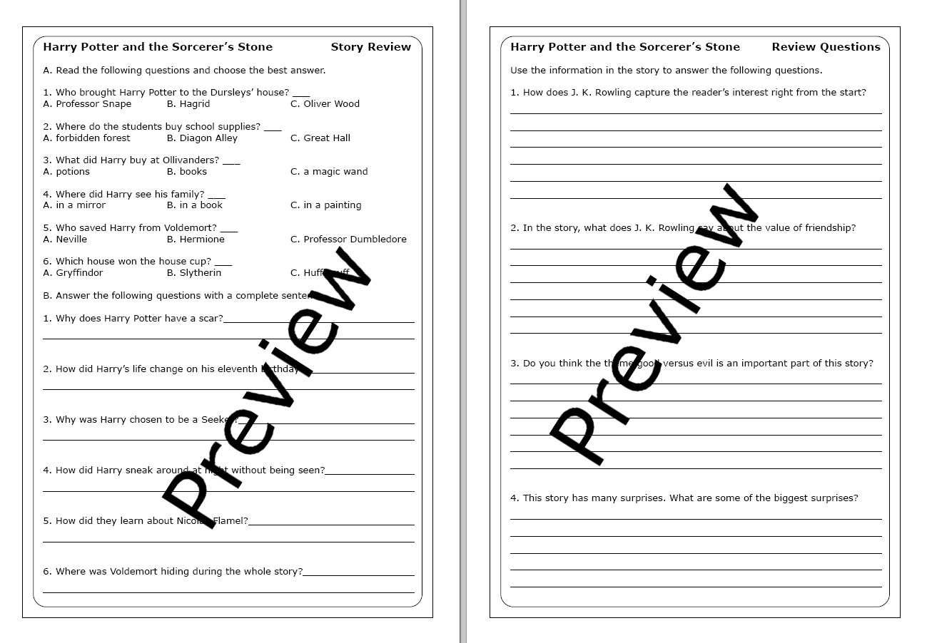 Harry Potter Trivia Worksheet WordMint