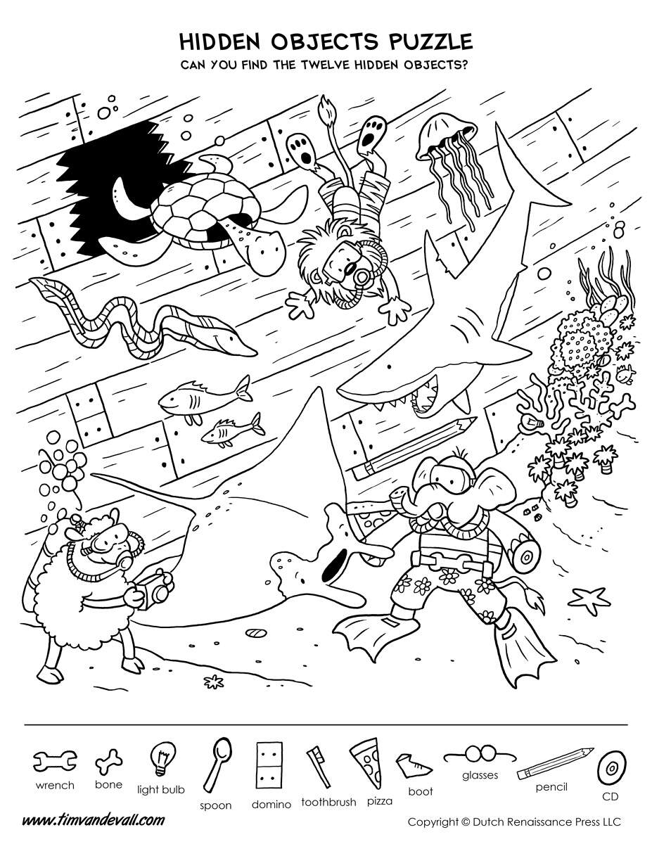 Hidden Objects Puzzle Tim S Printables Puzzles Hidden Picture Worksheets Worksheets Library