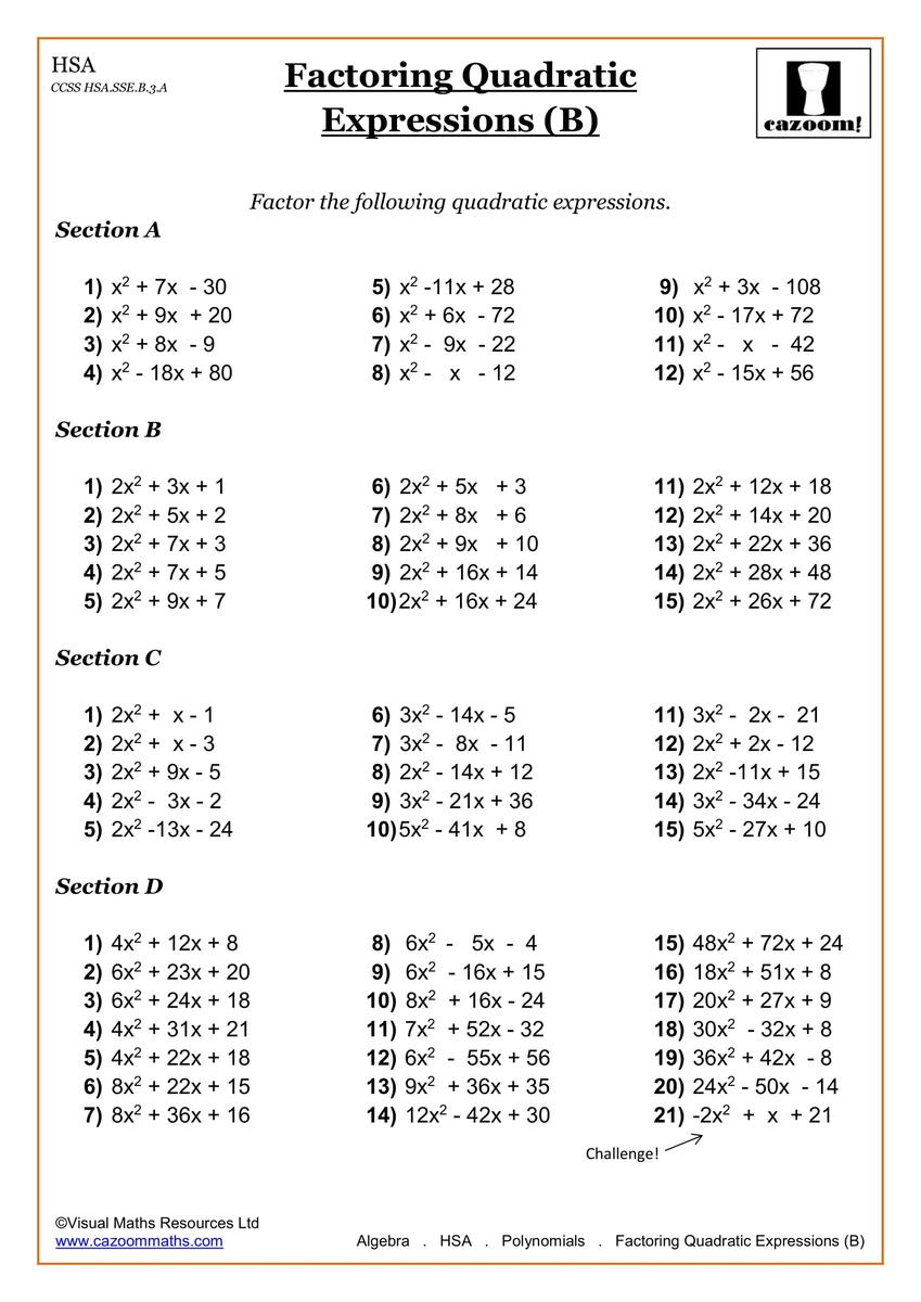 Free Printable 11th Grade Math Review Worksheet