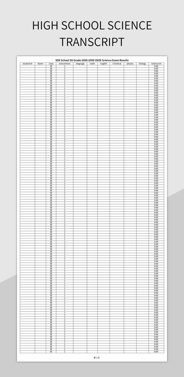 High School Science Transcript Excel Template And Google Sheets File For Free Download Slidesdocs High School Science Transcript Excel Template And Google Sheets File For Free Download Slidesdocs
