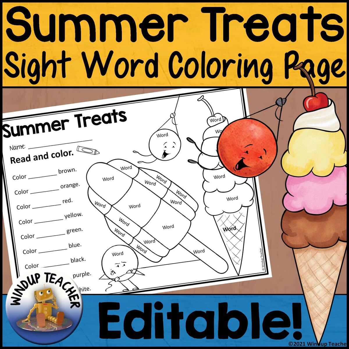Ice Cream Popsicle Sight Word Coloring Sheet EDITABLE Worksheet For Summer Made By Teachers Color By Sight Words Free Pdfs Frazzels