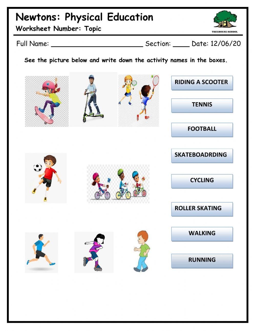 Identify The Sports Activties Worksheet Worksheets Library
