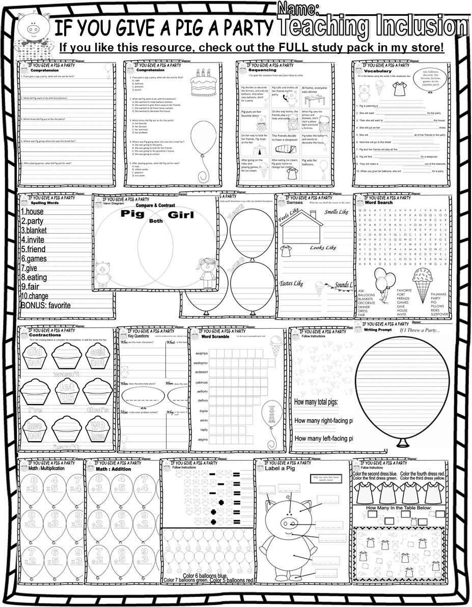 If You Give A Pig A Party Reading Quiz Test Story Scene Sequencing Worksheets Made By Teachers If You Give A Pig A Party Reading Quiz Test Story Scene Sequencing Worksheets Made By Teachers