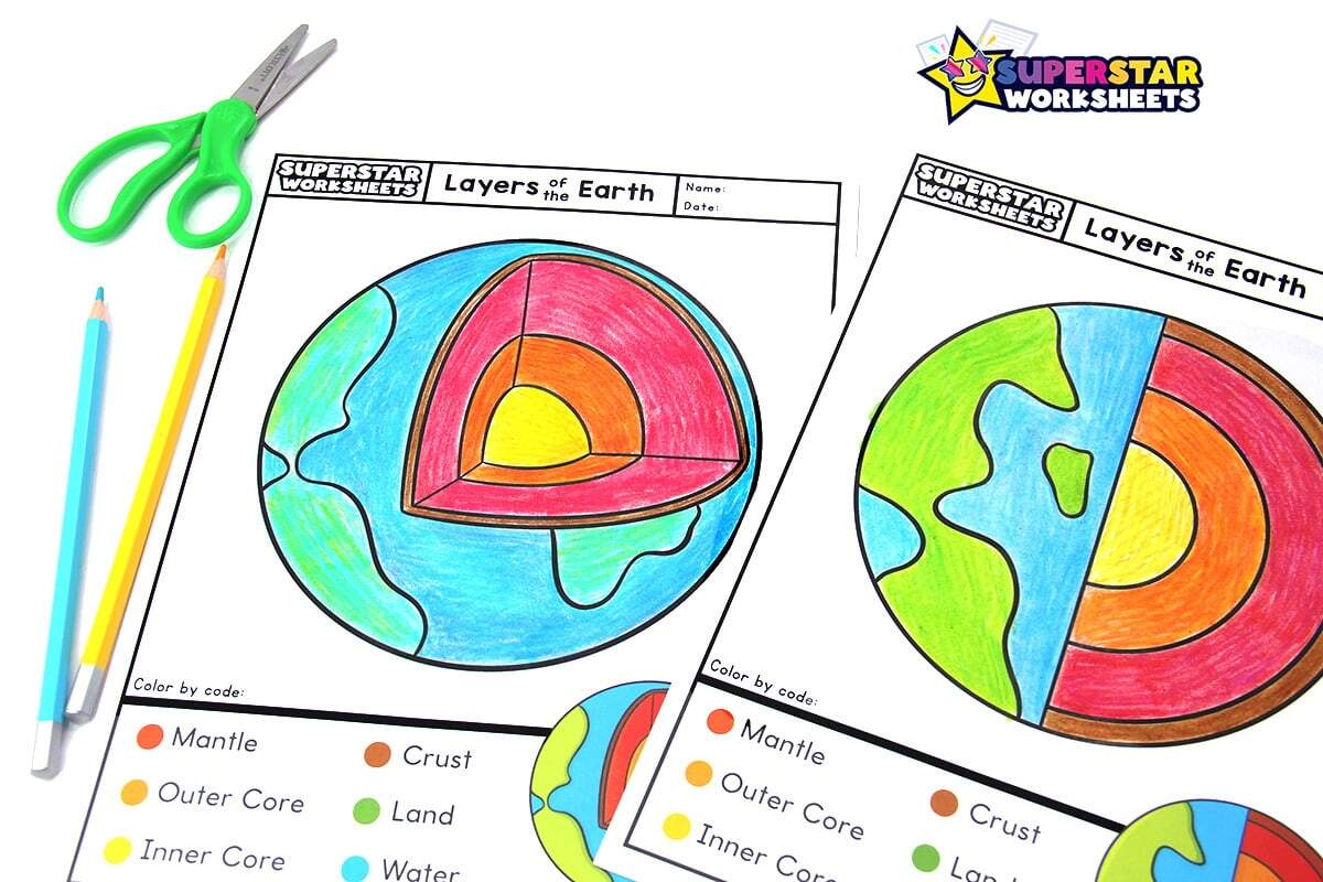 Layers Of The Earth Worksheets Superstar Worksheets Layers Of The Earth Printable Worksheet Packet FREE Adanna Dill