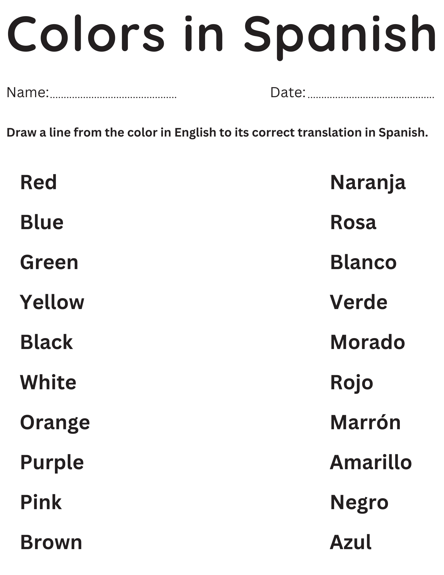 Learn Colors In Spanish Worksheet Los Colores En Espa Ol Y En Ingl S Made By Teachers