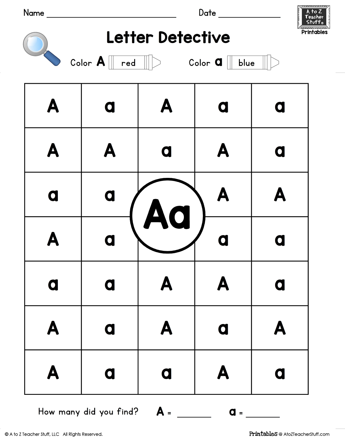 Letter A Letter Detective Uppercase Lowercase Visual Discrimination A To Z Teacher Stuff 17 Fun Printable Match Uppercase And Lowercase Letters Worksheets The Simple Homeschooler