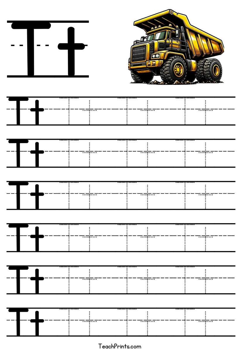 Letter T Tracing Worksheet Free Printables Teach Prints Tracing Letter T Alphabet Worksheet For Kindergarten And Preschool Kids For Handwriting Practice And Educational Activities In A Printable Page Illust Stock Vector Image Art Alamy