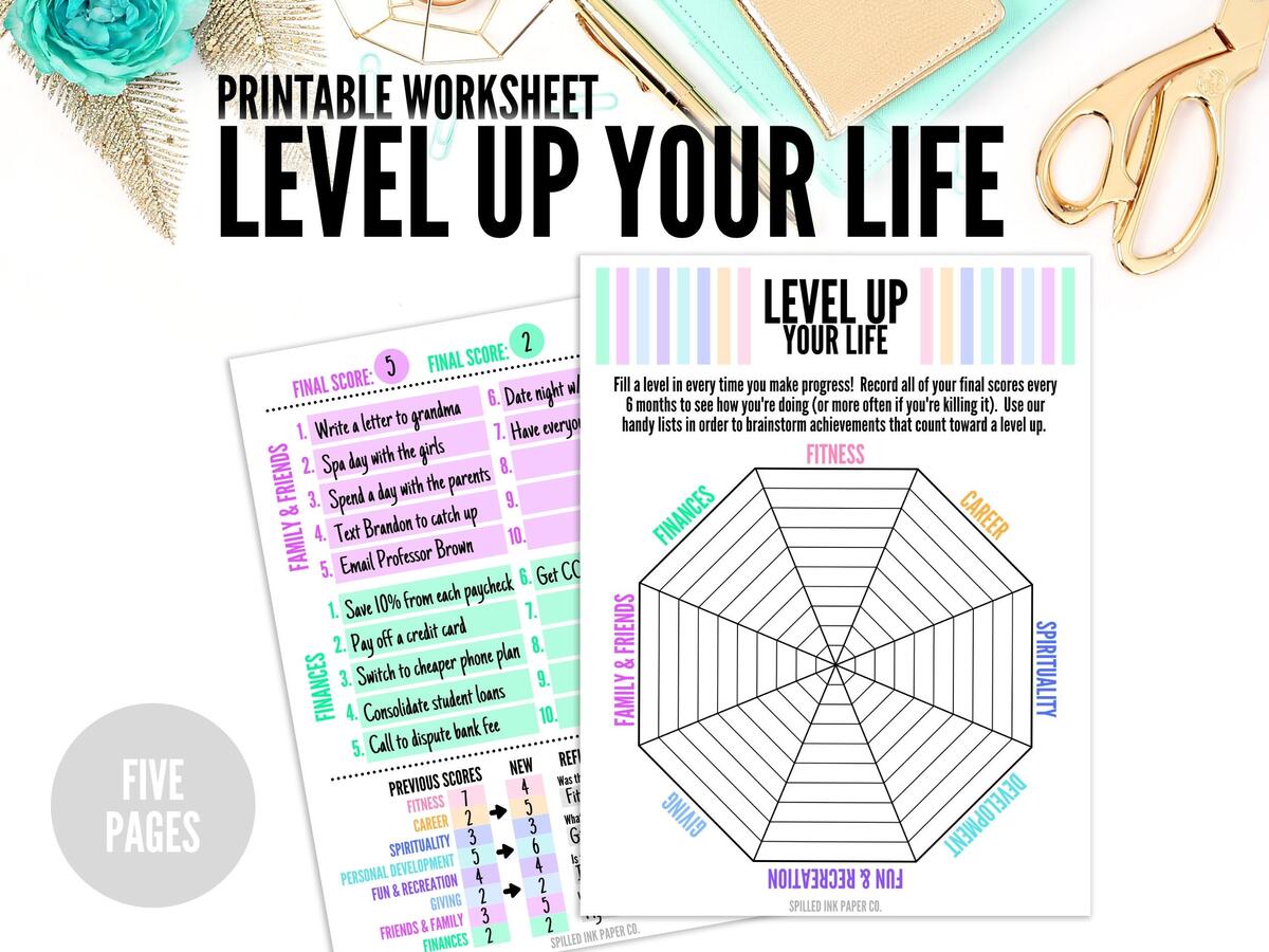 Level 10 Life Printable Printable Level Up Your Life Fitness Friends Family Finances Spirituality Printable Planner Digital Download Etsy