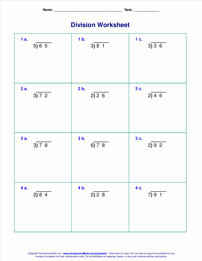 Division Worksheets Problems Free Printable Math Drills Free Printables Lettering SVG Files Tools Apps