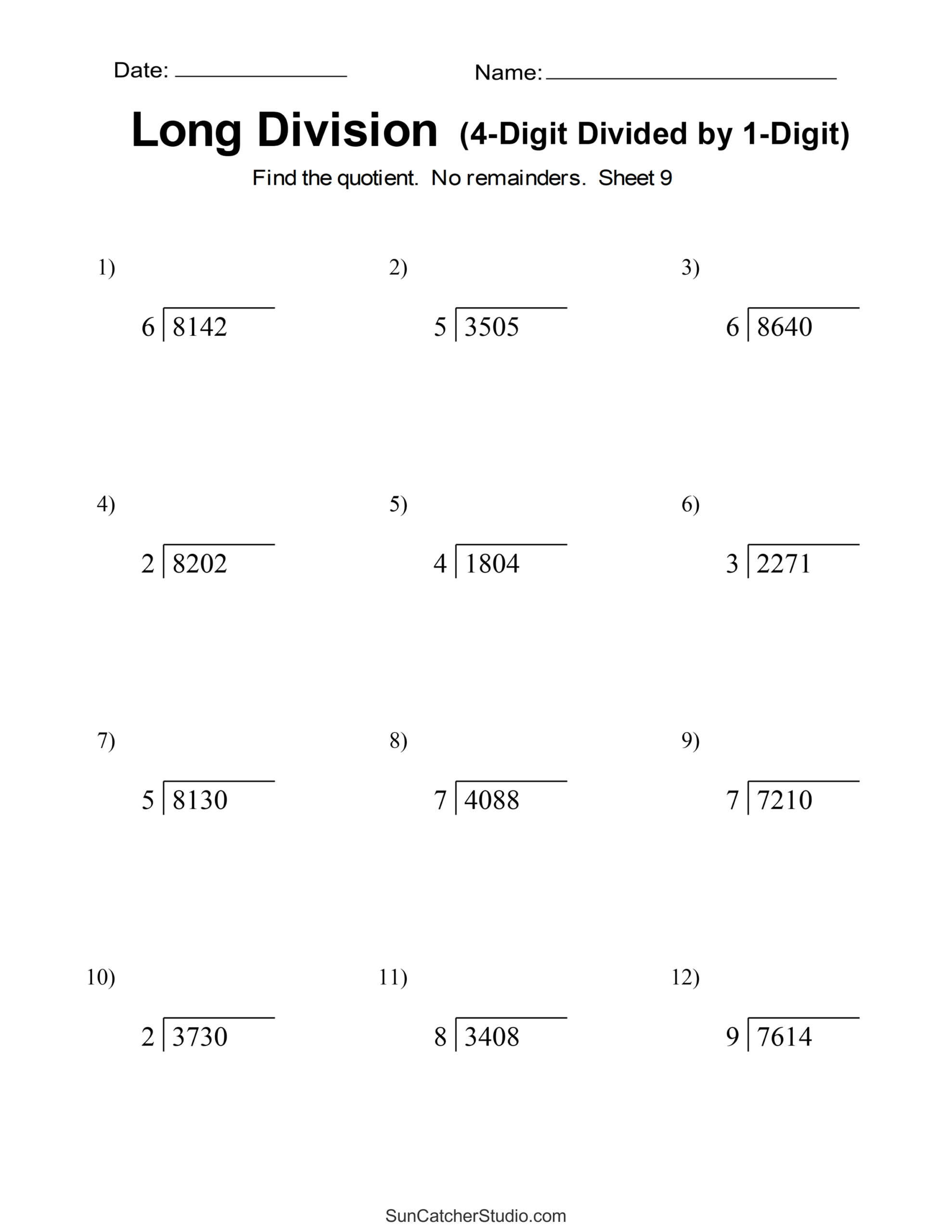 Long Division Worksheets For Grades 4 6