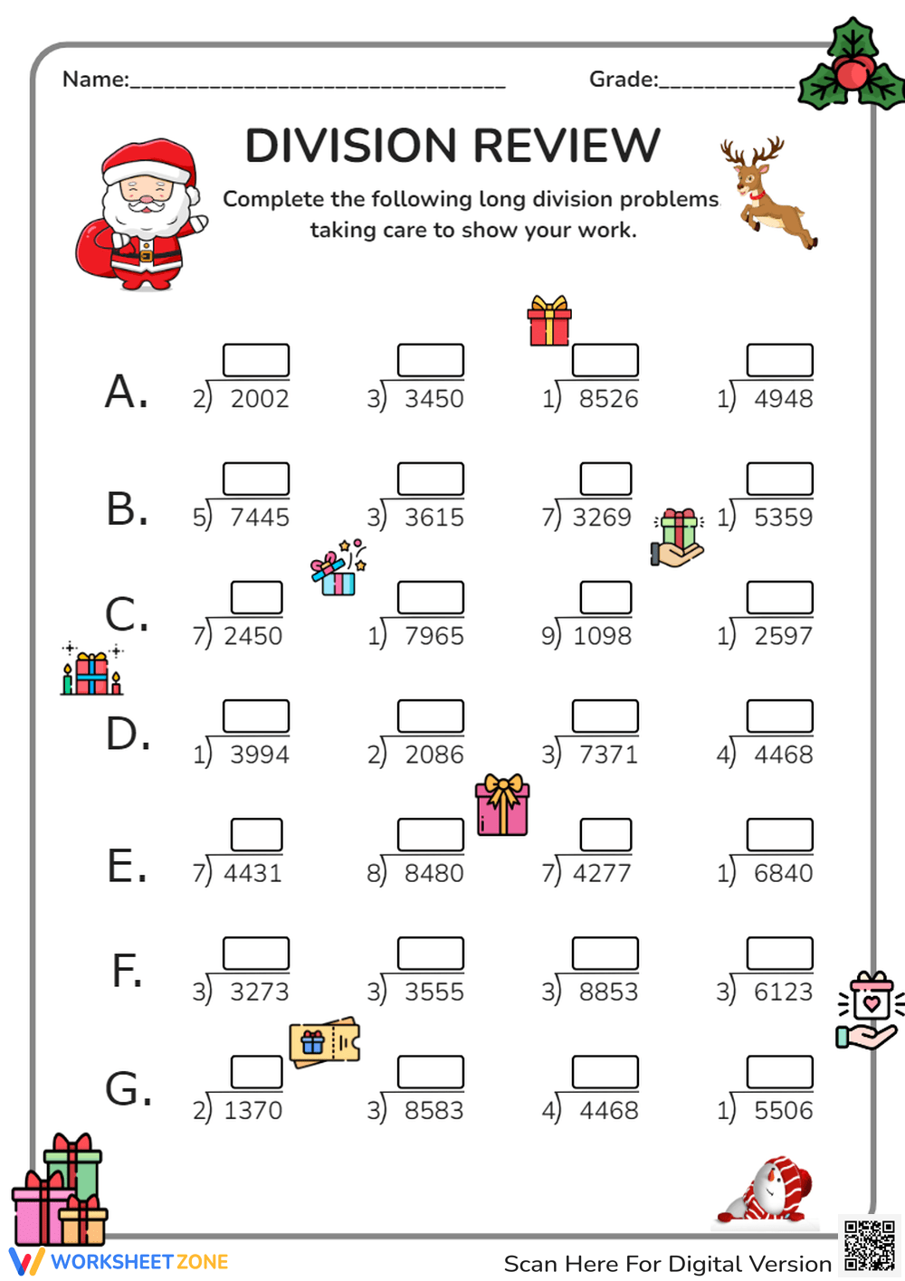 Long Division Worksheets