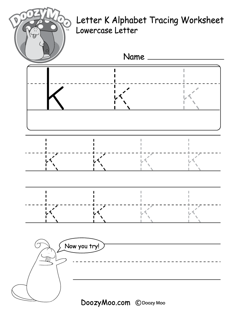 Lowercase Letter K Tracing Worksheet Doozy Moo Lowercase Letter K Tracing Worksheet Doozy Moo
