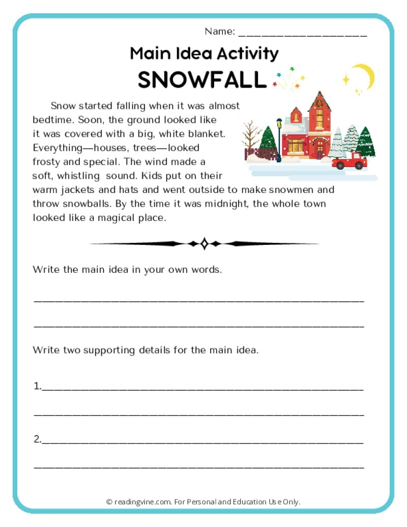Main Idea With Supporting Details Worksheet Worksheets Library