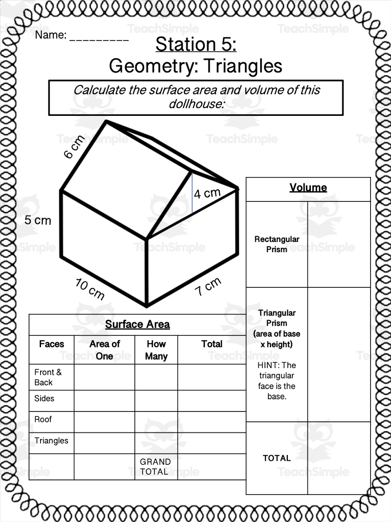 Middle School Math Stations Or Centers Triangles Area Angles By Teach Simple