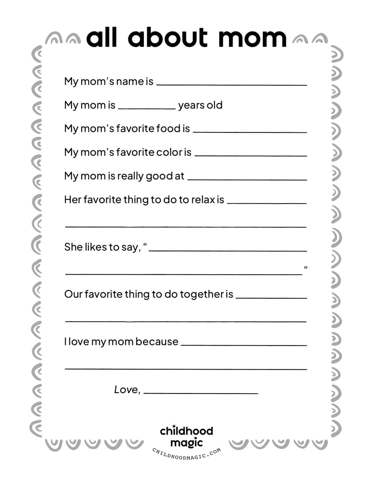 Mother S Day Printable Childhood Magic Mother S Day Printable Childhood Magic