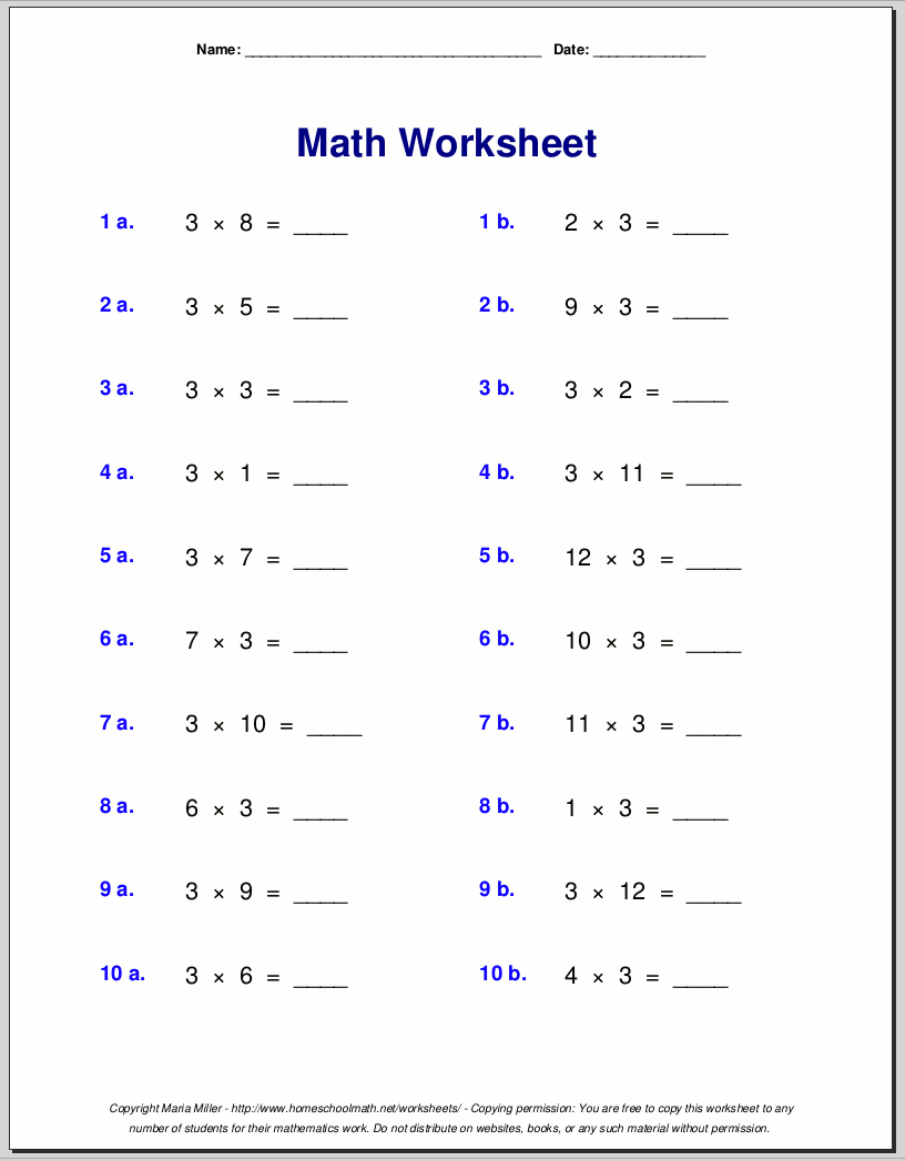 12 Printable Multiplication Worksheets Times Tables Practice Maths Drills Kids Learning Homeschool Third Grade Maths Etsy