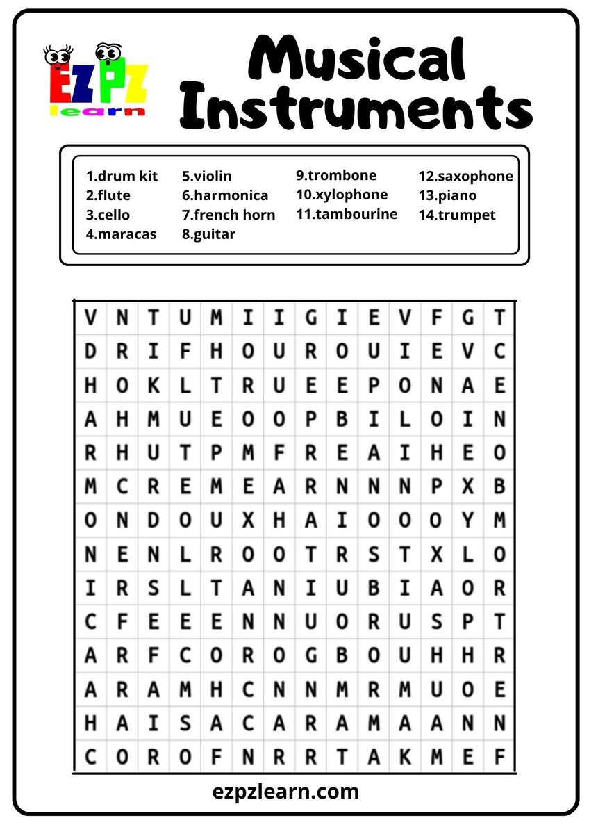 Musical Instruments Word Search Ezpzlearn FREE Music Genres Word Search Puzzle Worksheet Activities For Kids Made By Teachers