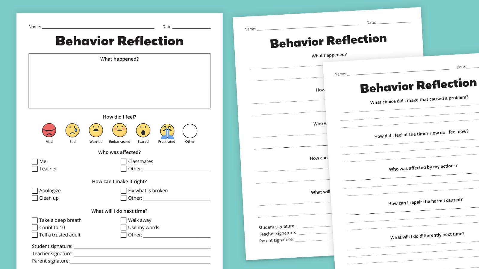Need Behavior Reflection Sheets Grab Our Free Bundle How To Use A Behavior Charst For Kids Free Printables Findmykids