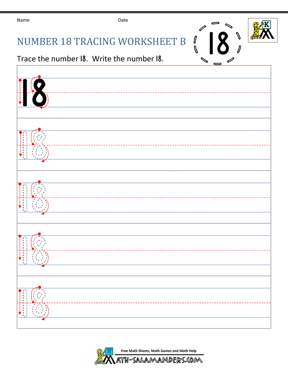 Number 18 Worksheets For Preschool