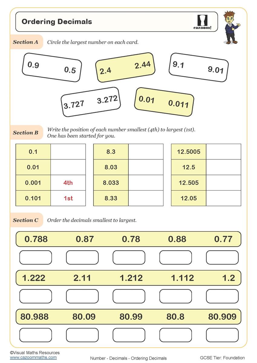 Ordering Decimals Maze Worksheet Cazoom Maths Worksheets