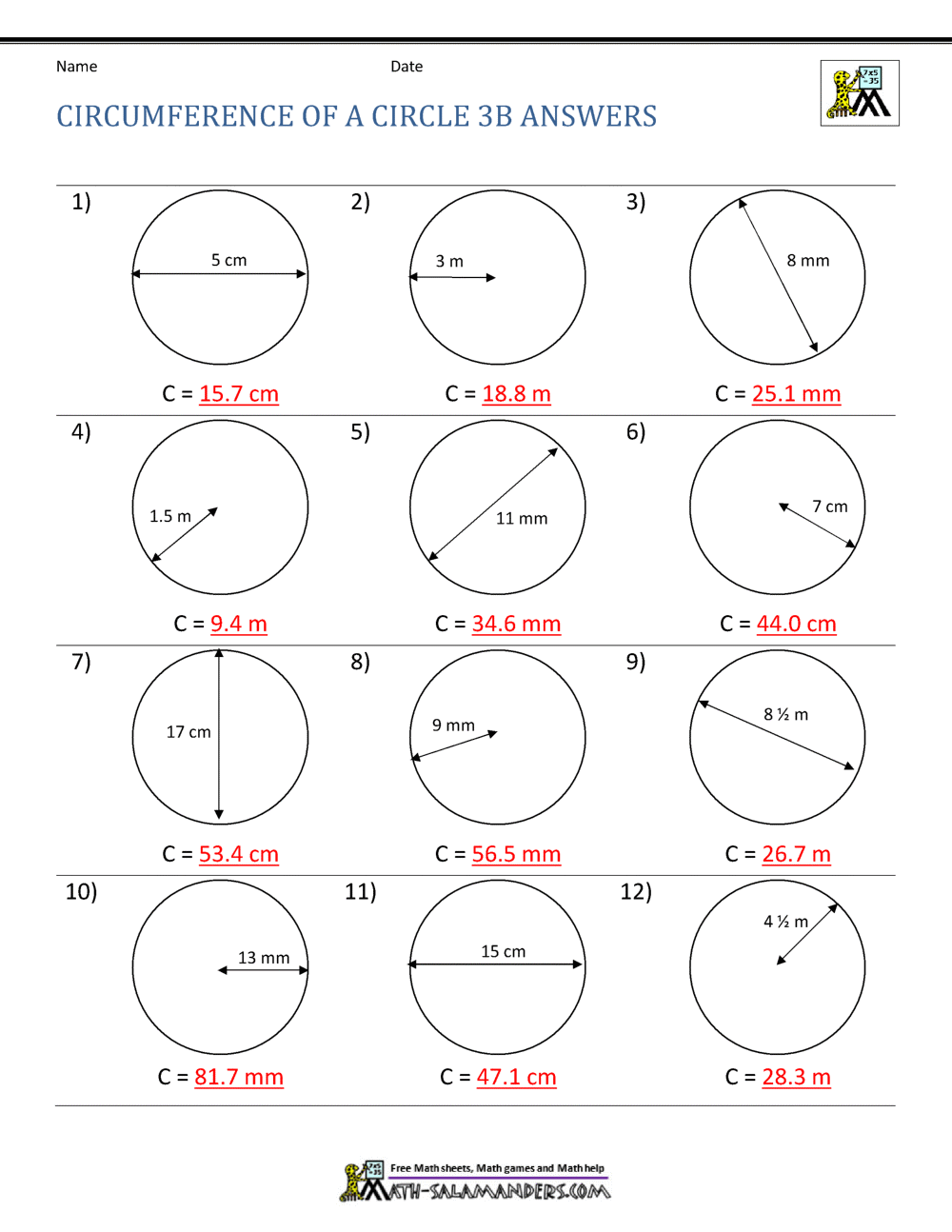 Perimeter Of A Circle Worksheets Library Perimeter Of A Circle Worksheets Library
