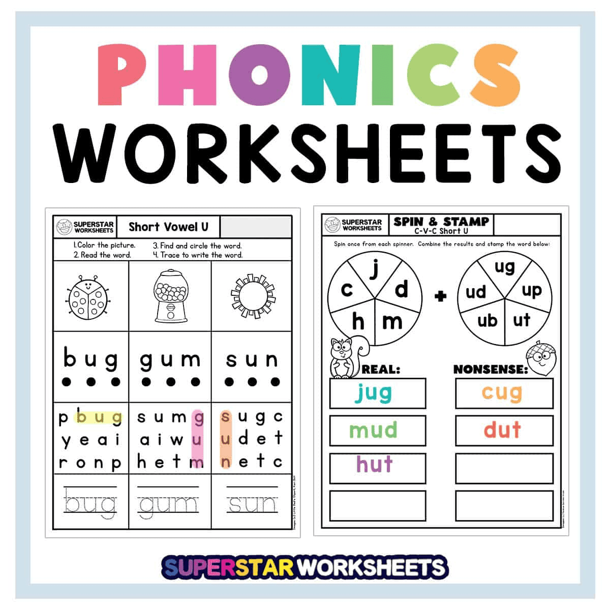 Phonics Worksheets Superstar Worksheets Engaging CVC Words Worksheets For Kindergarten And 1st Grade Phonics Made By Teachers
