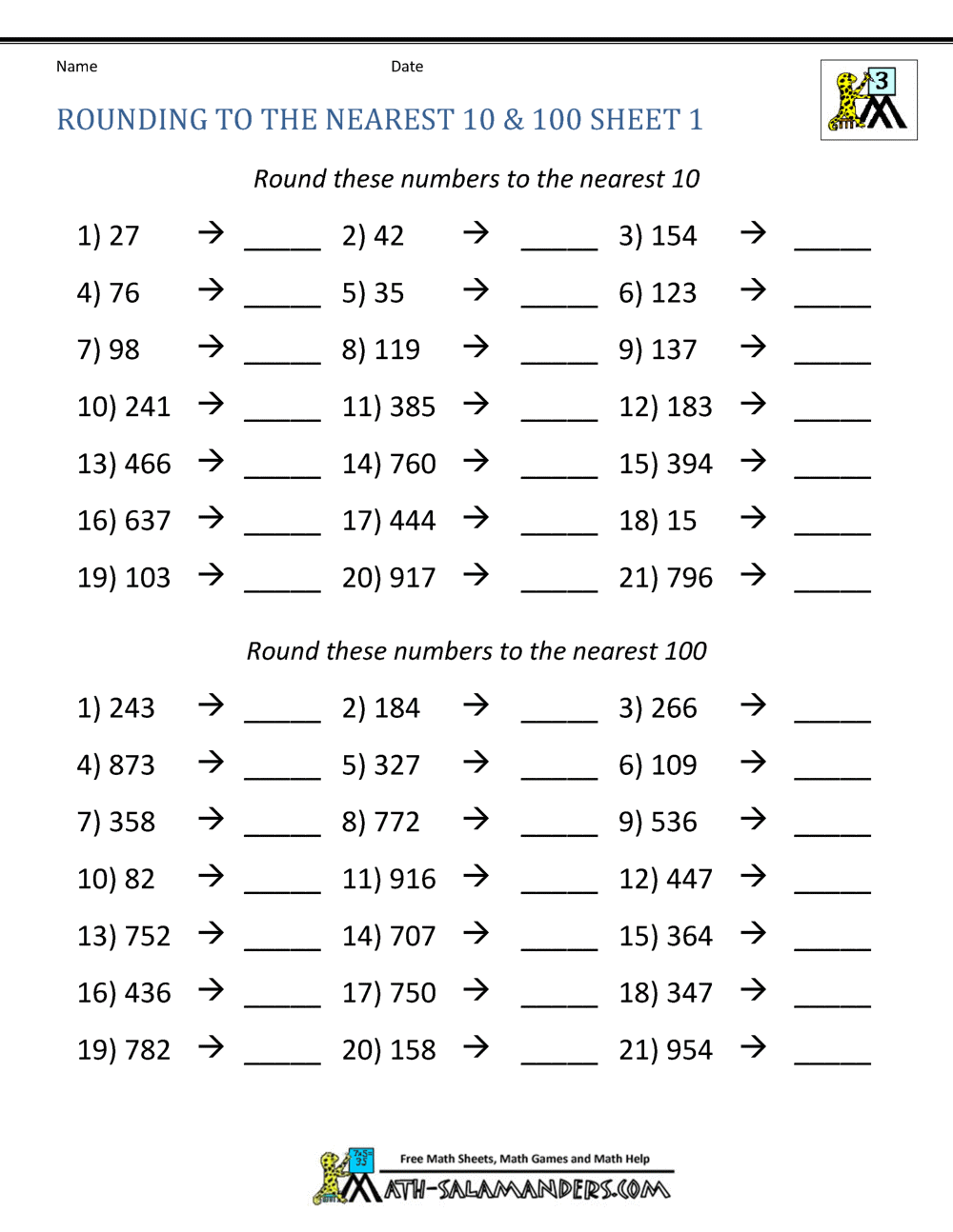 Pin By Kayla Lough On Homeschool Rounding Worksheets Kids Math Worksheets Math Worksheets Free Rounding To The Nearest 100 Worksheets Teach Prints