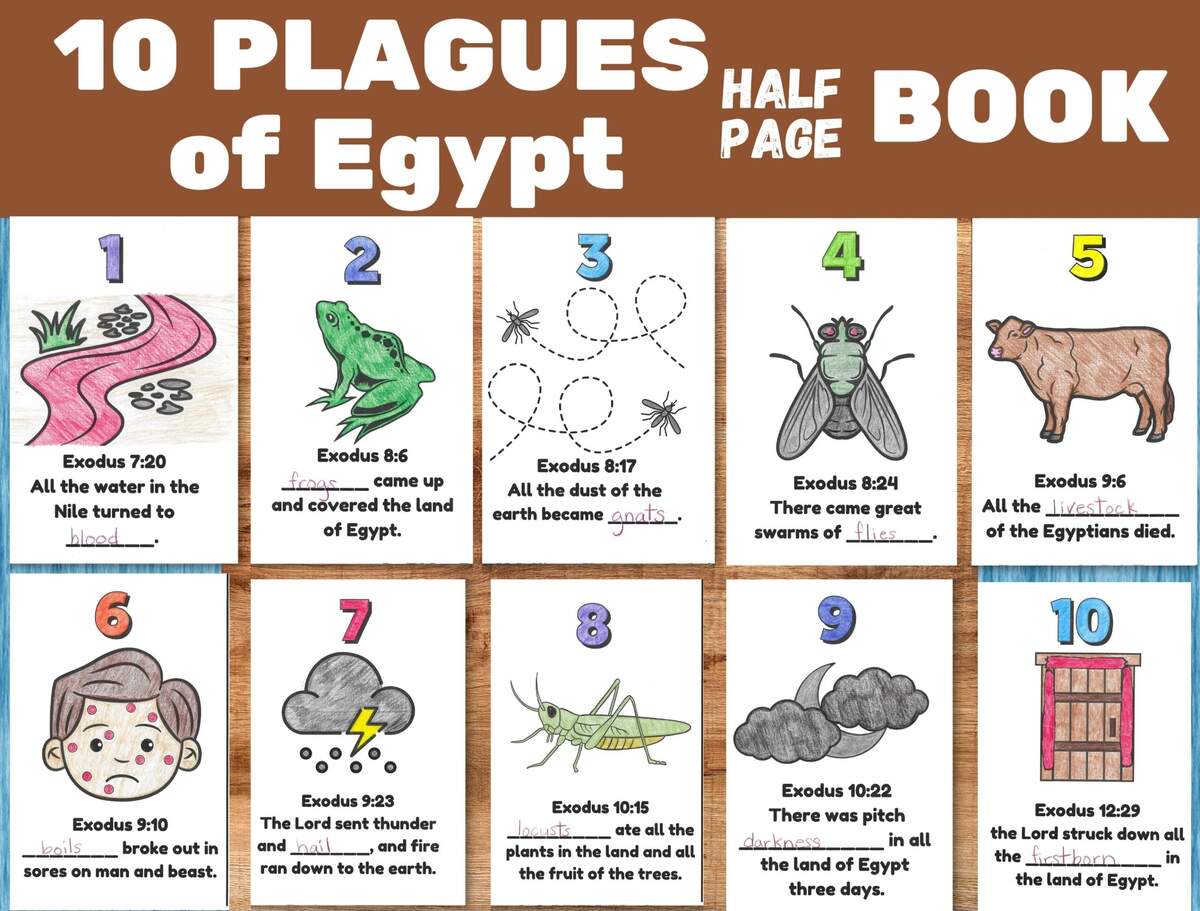Plagues Of Egypt Printable Craft Sunday School Lesson Activity Kids Bible Coloring Pages Moses And The 10 Plagues Passover Parashah Etsy