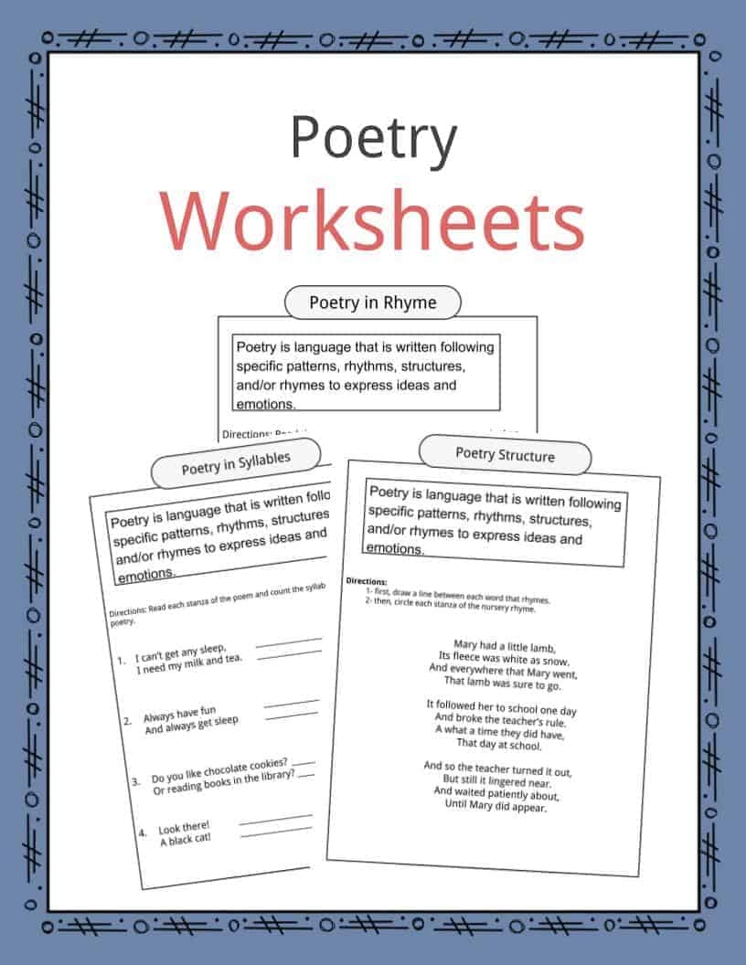 Poetry Worksheets Definition Examples For Kids Poetry Worksheets Definition Examples For Kids