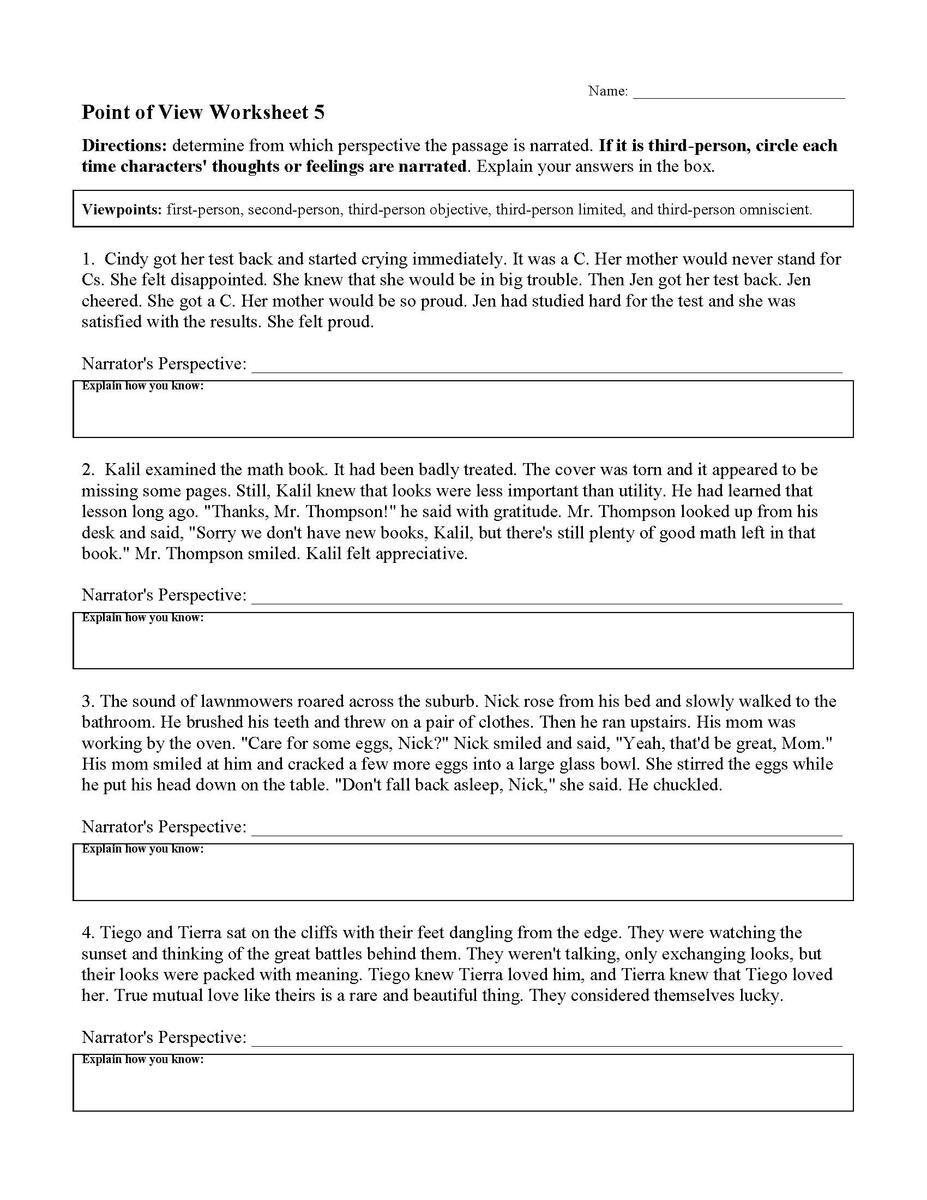 Point Of View Worksheets Reading Activities Divisibility Rules Worksheets