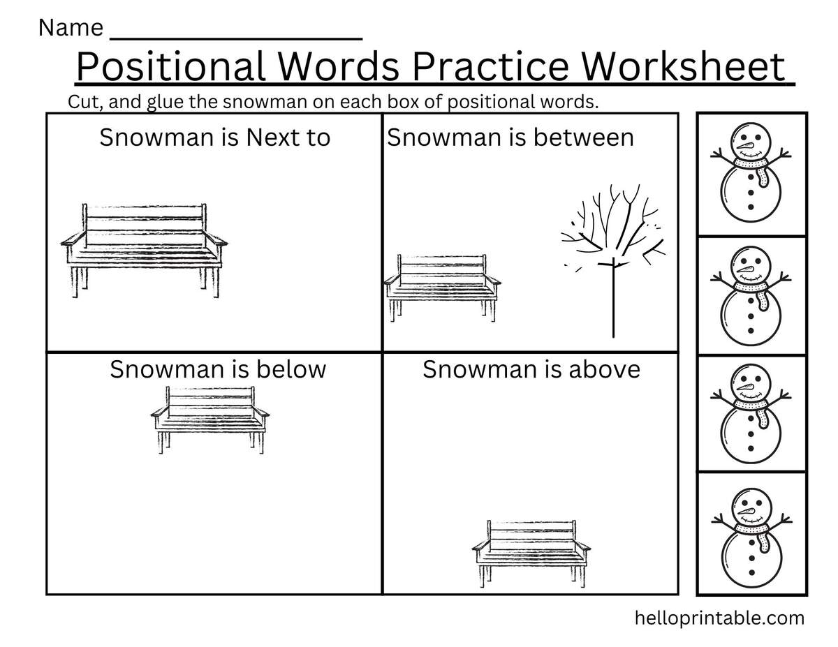 Positional Words Pratice Worksheets Helloprintable