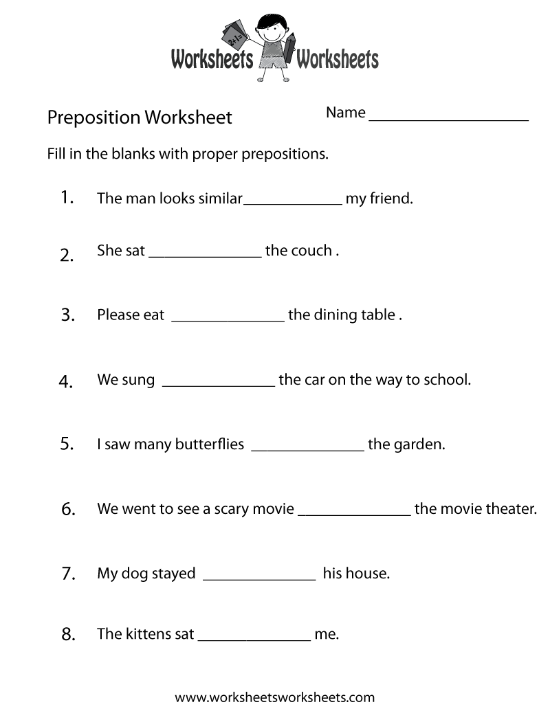 Preposition Practice Worksheet Worksheets Worksheets