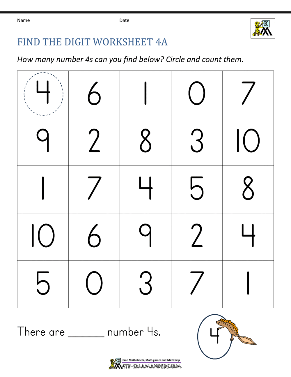 Preschool Number Worksheets 1 10