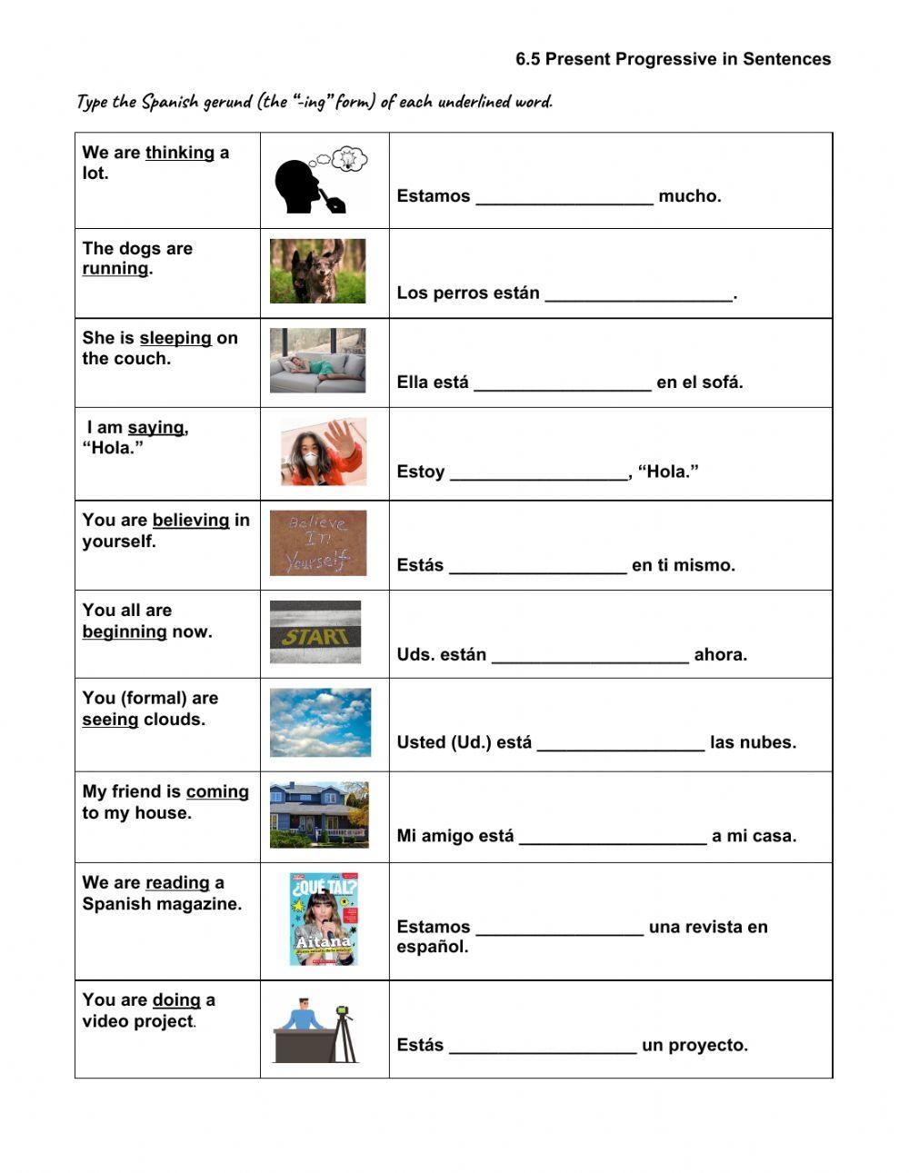 Present Progressive Irregular Guided Practice Worksheet Live Worksheets Library