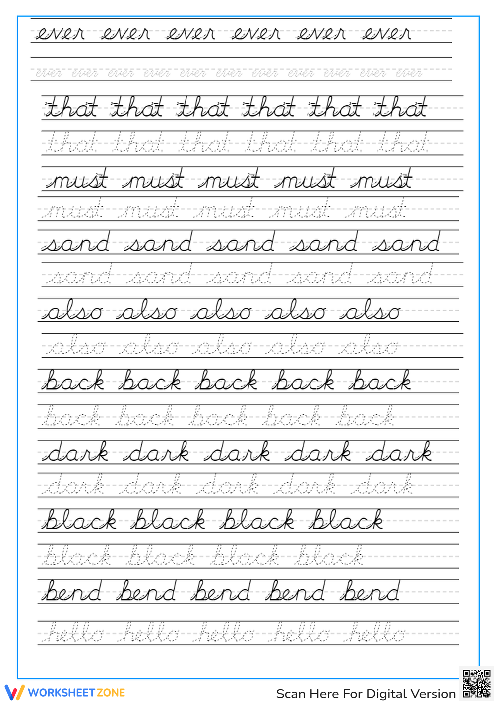 Printable 2nd Grade Handwriting Without Tears Worksheets